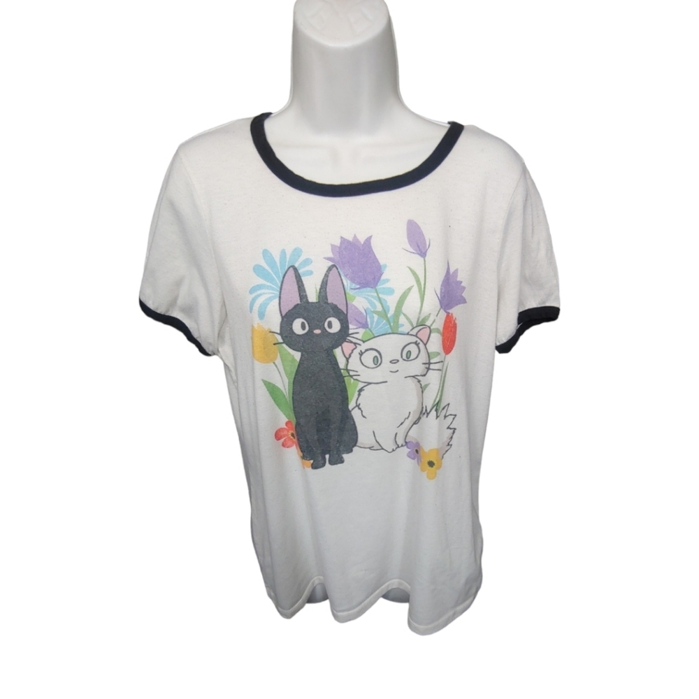Cat Lover White BlackCats Woman's Large Tee Shirt